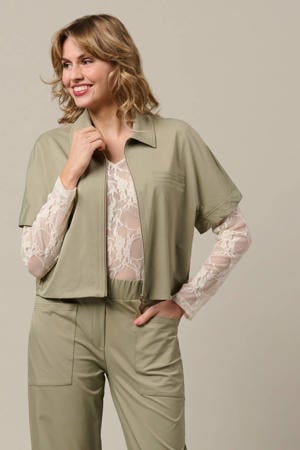 cropped blazer kaki
