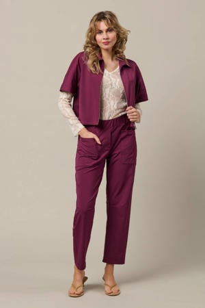 straight regular waist broek donkerrood