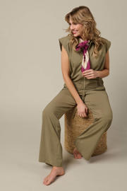 thumbnail: &Co Woman wide leg regular waist broek kaki