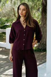 thumbnail: &Co Woman high waist broek donkerrood