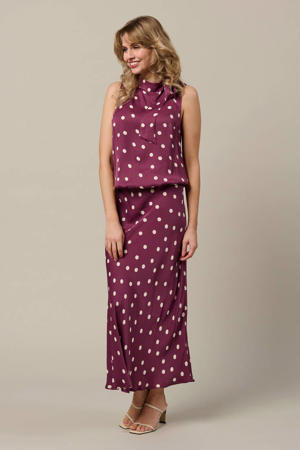 maxi rok met stippen donkerrood