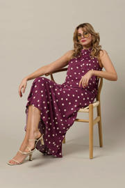 thumbnail: &Co Woman maxi rok met stippen donkerrood