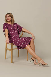 thumbnail: &Co Woman zomerjurk met stippen donkerrood