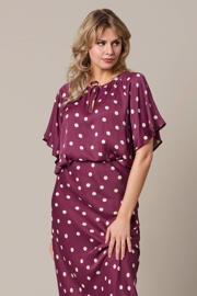 thumbnail: &Co Woman zomerjurk met stippen donkerrood