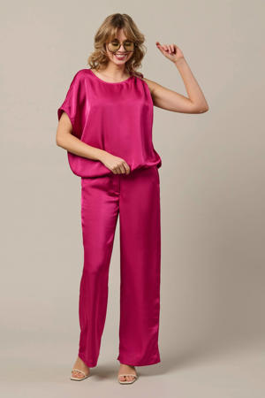 wide leg regular waist pantalon fuchsia