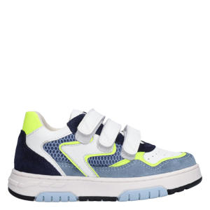 leren sneakers blauw/wit/geel