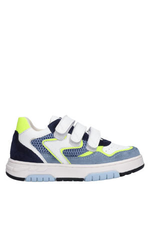 leren sneakers blauw/wit/geel