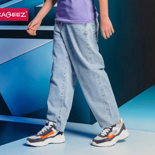 Braqeez leren sneakers wit/donkerblauw
