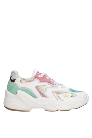 chunky leren sneakers wit/multi