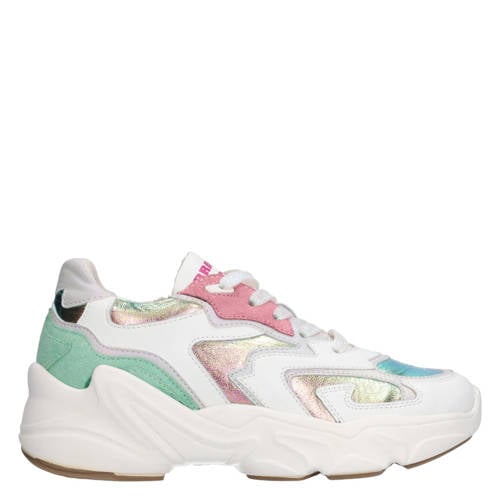 Braqeez chunky leren sneakers wit/multi afbeelding