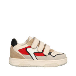 leren sneakers beige/rood