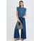 ICHI denim gilet met ruches - mediumblauw