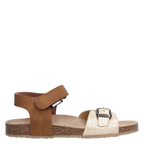 Braqeez sandalen cognac/goud – Cognac/beige/goud