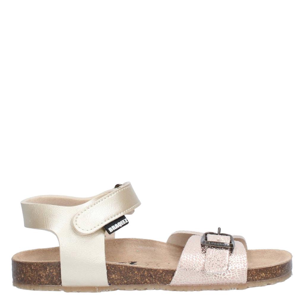 Champagne meisjes Braqeez sandalen van 100% imitatieleer met klittenband
