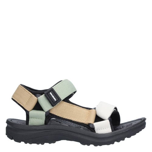 Braqeez sandalen zwart/beige/groen/wit