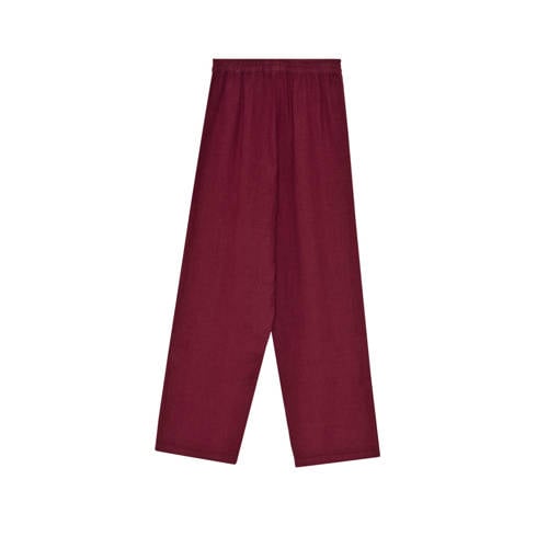 The New Society relaxed high waist broek met linnen donkerrood afbeelding