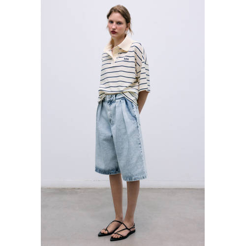 The New Society high waist bermuda short light blue denim afbeelding
