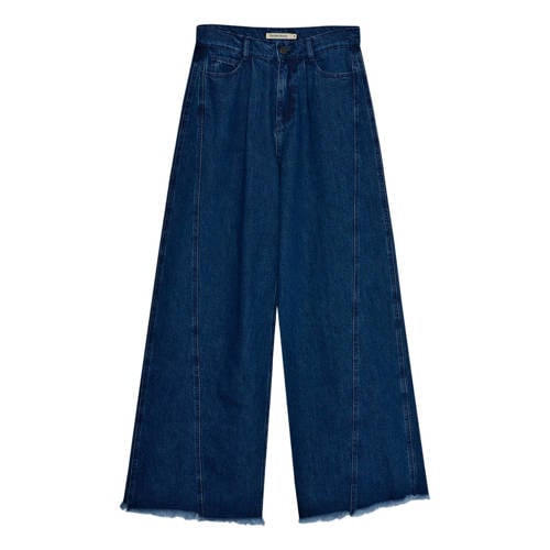 The New Society high waist wide leg jeans dark blue denim afbeelding
