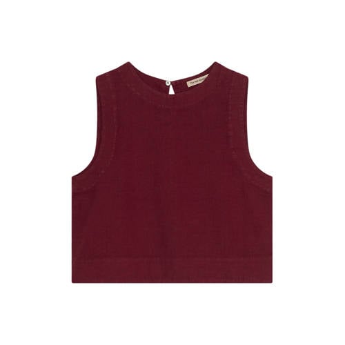The New Society top met linnen donkerrood afbeelding