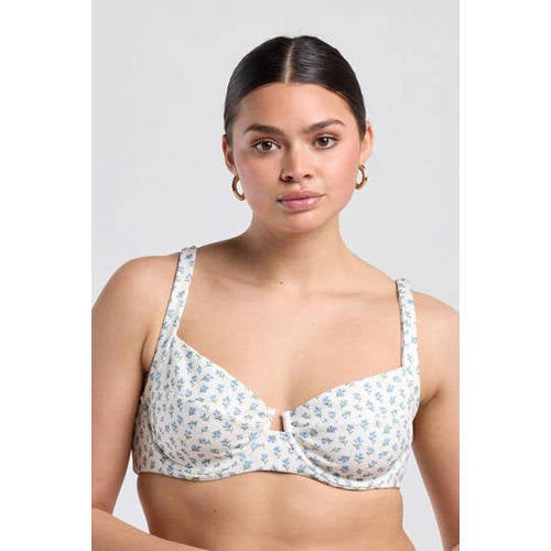 America Today niet-voorgevormde beugel bikinitop Agnes ecru/lichtblauw afbeelding