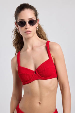 niet-voorgevormde beugel bikinitop Agnes met textuur rood