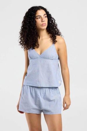 katoenen pyjamashort blauw