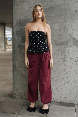 high waist casual broek  donkerrood