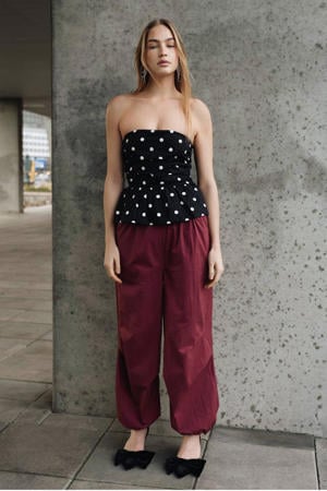 high waist casual broek  donkerrood