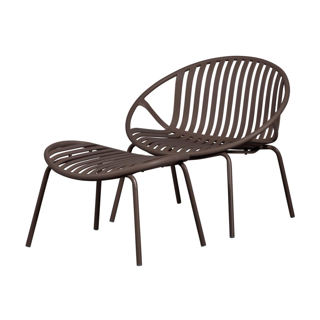 WOOOD loungestoel Bruce met hocker