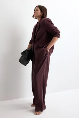 wide leg low waist broek donkerpaars