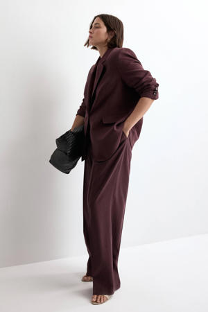 wide leg low waist broek donkerpaars