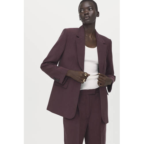 Mango regular blazer donkerpaars afbeelding