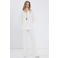 Mango wide leg regular waist broek ecru