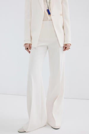 wide leg regular waist broek ecru