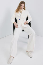 thumbnail: Mango wide leg regular waist broek ecru