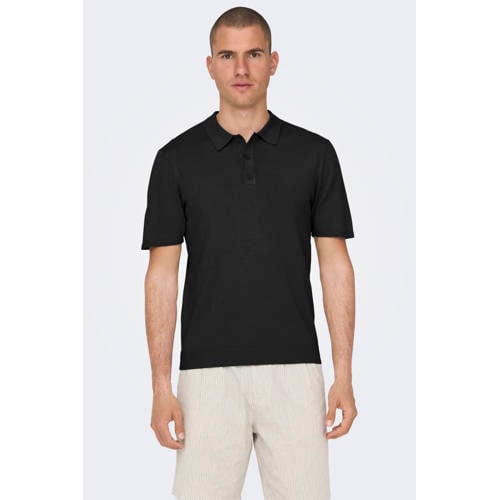 ONLY & SONS regular polo gebreid zwart afbeelding