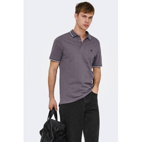 ONLY & SONS slim polo grijs afbeelding
