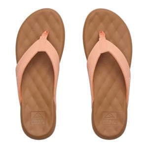 Cushion Melody leren teenslippers zalm