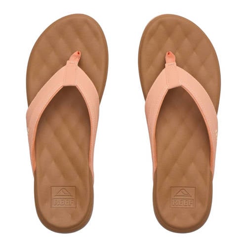 Reef Cushion Melody leren teenslippers zalm