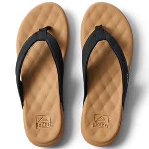 Cushion Melody leren teenslippers zwart