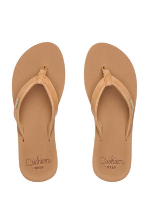 Baja Sands leren teenslippers cognac