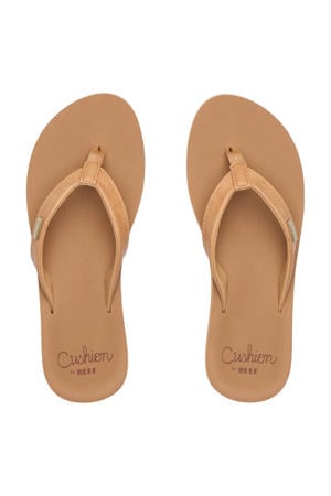 Baja Sands leren teenslippers cognac