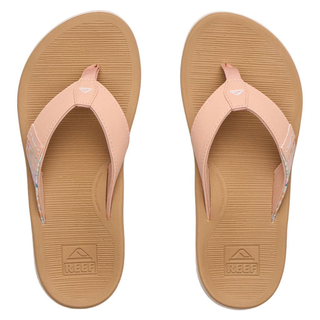 Lichtbruin, wit en bruine dames Reef Santa Ana imitatieleren leren teenslippers