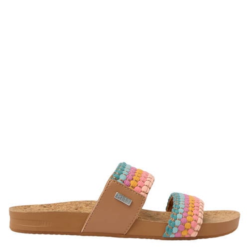 Reef Cushion Vista leren slippers roze/aqua