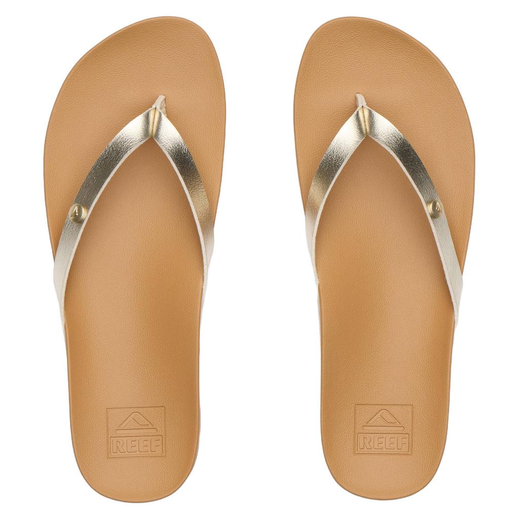Gouden dames Reef Vista Ivy leren teenslippers van imitatieleer