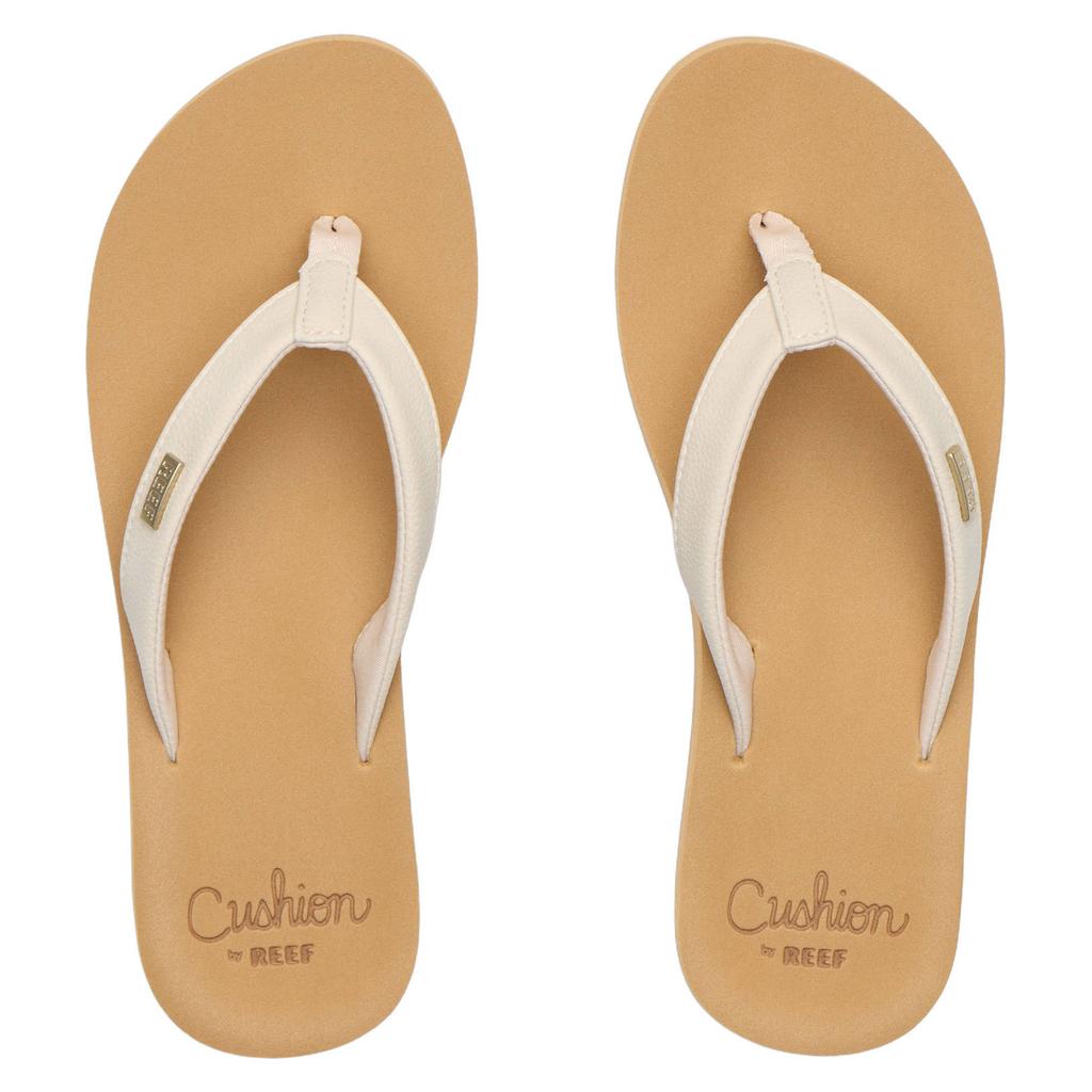 Ecru dames Reef Baja Sands leren teenslippers van imitatieleer