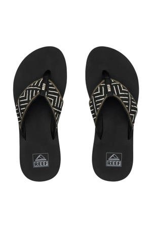 Spring Woven teenslippers zwart/ecru