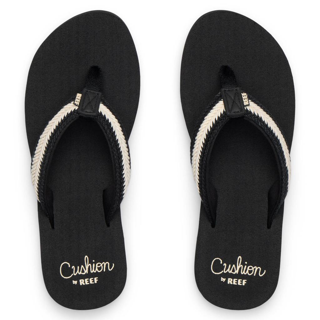 Zwarte dames Reef Baja Maria teenslippers van textiel