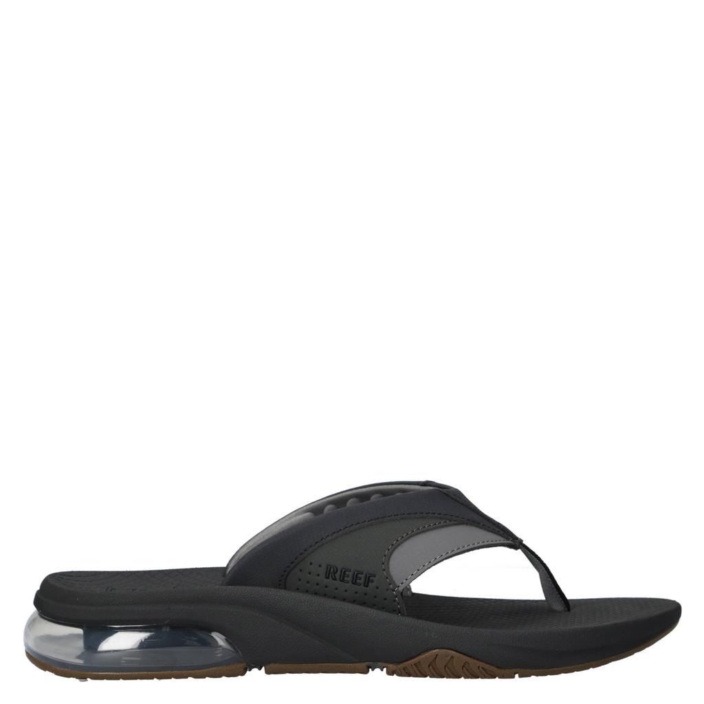 Zwarte heren Reef slippers van imitatieleer