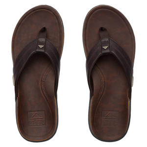 Offshore leren teenslippers donkerbruin